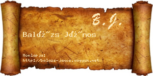 Balázs János névjegykártya