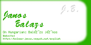 janos balazs business card